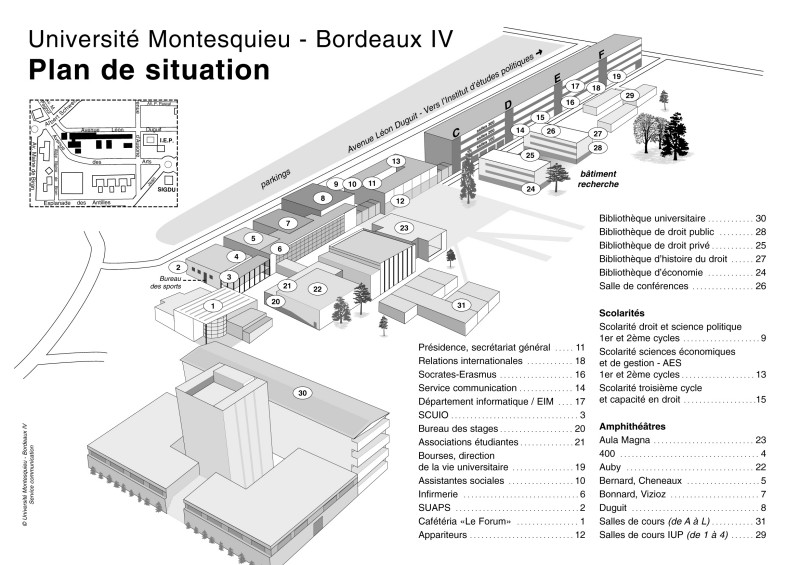 Plan de situation de l'Université Montaigne