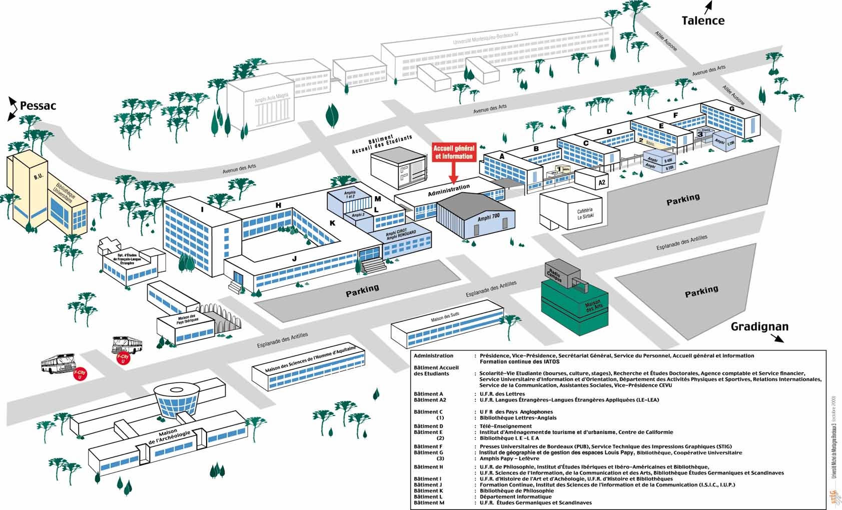 Plan en perspective de l'Université Montaigne